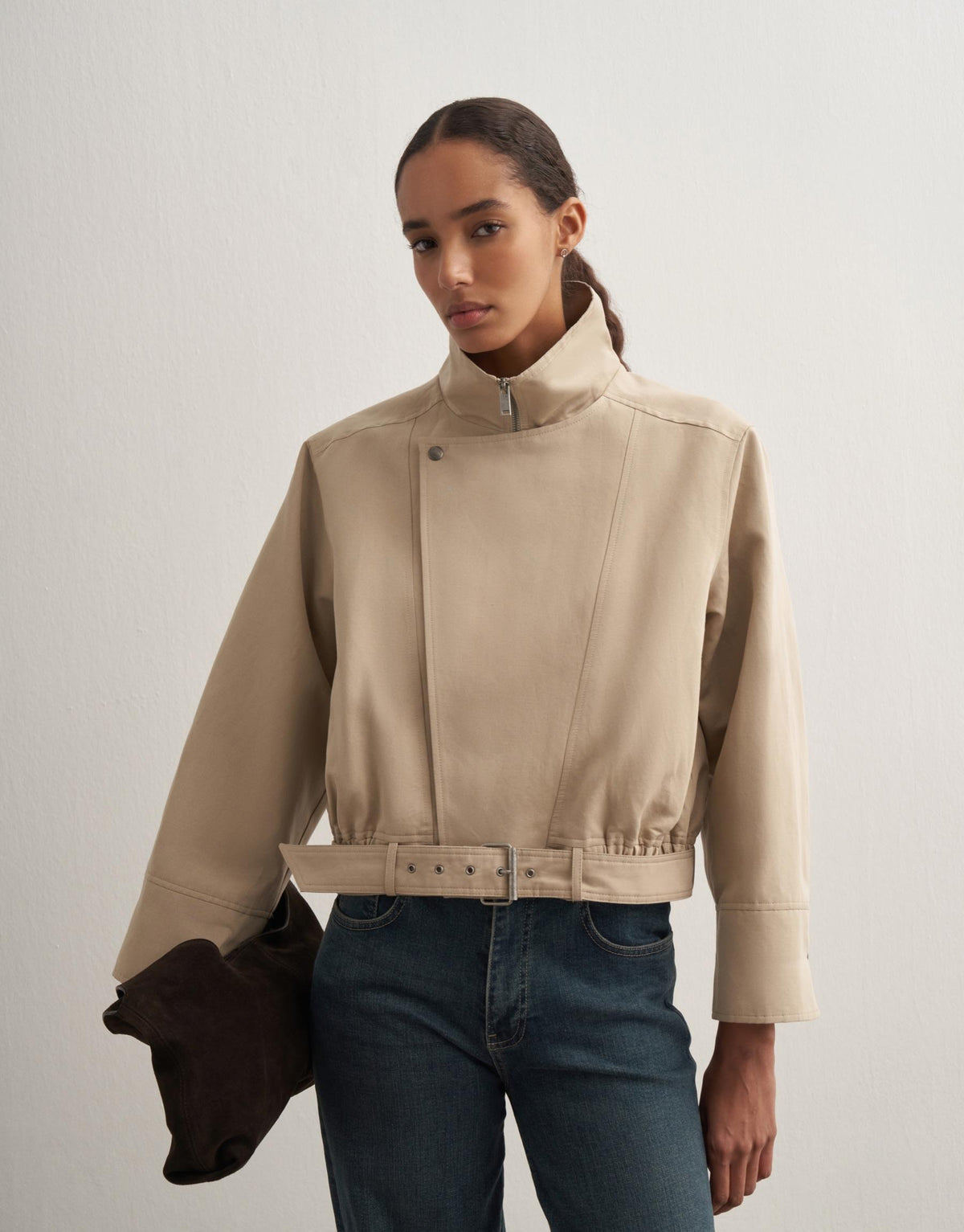 Chaqueta Bomber  de mezcla de lino